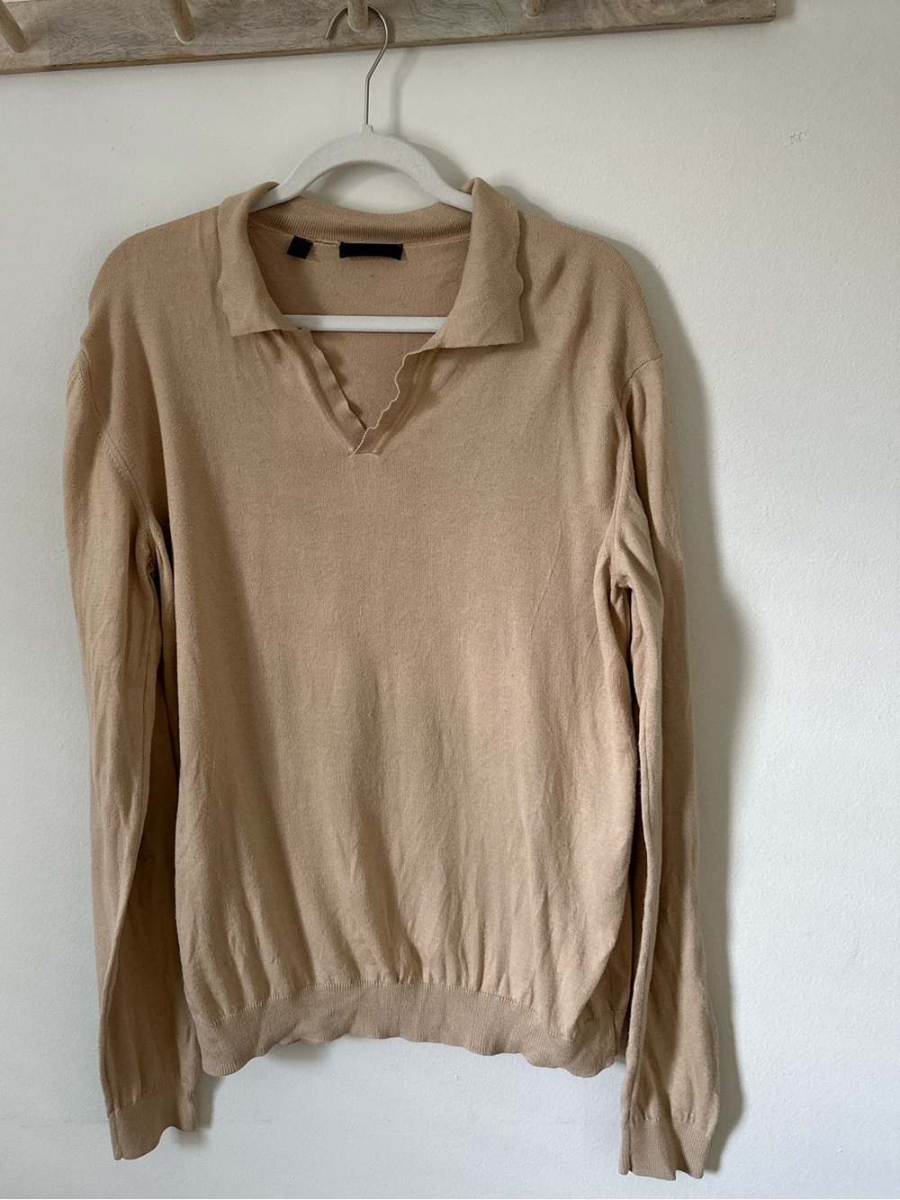 Saks Fifth Avenue Cotton & Cashmere Sweater in Tan Size Large